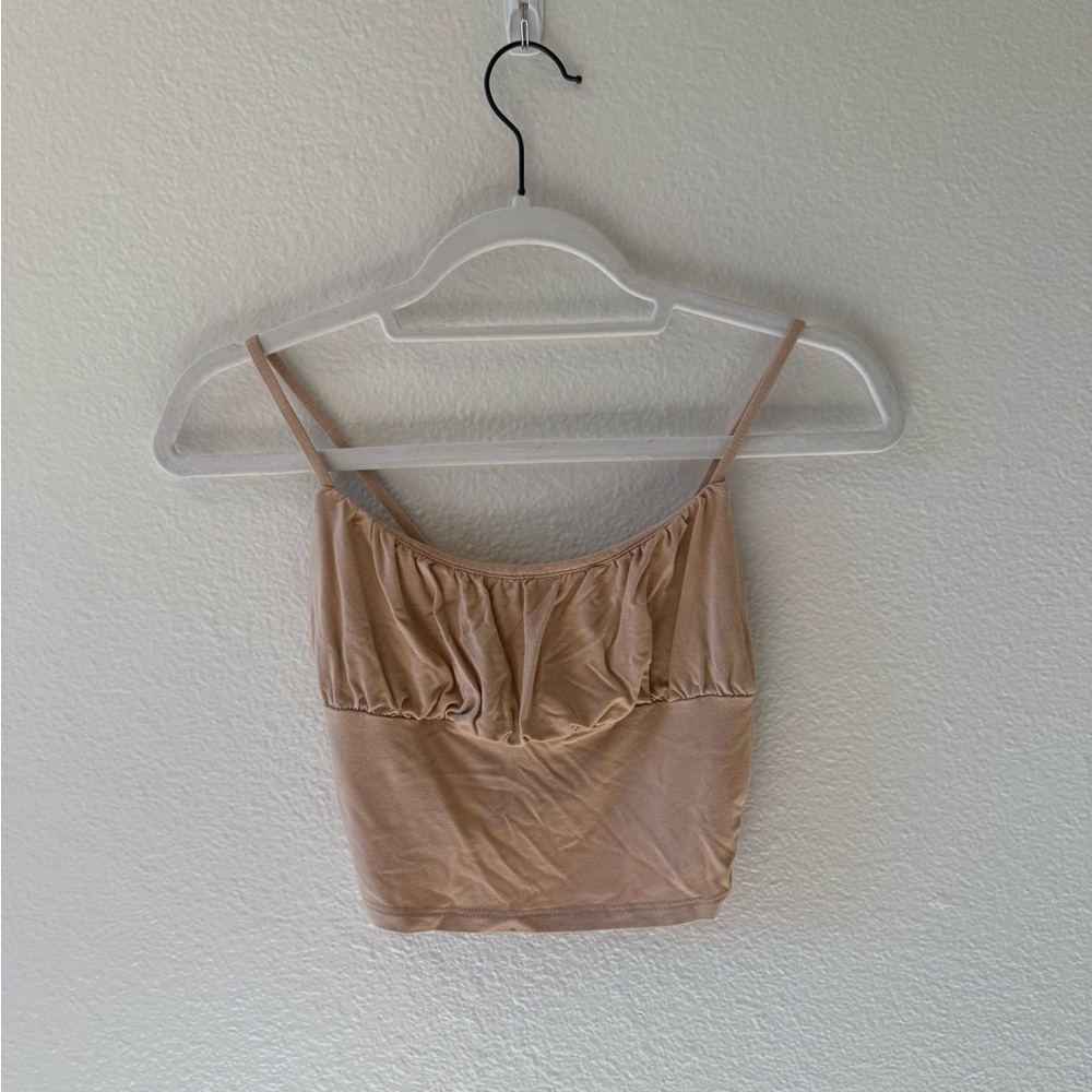 Pacsun 'PacCares' Brown Ribbed Baby Tee.
